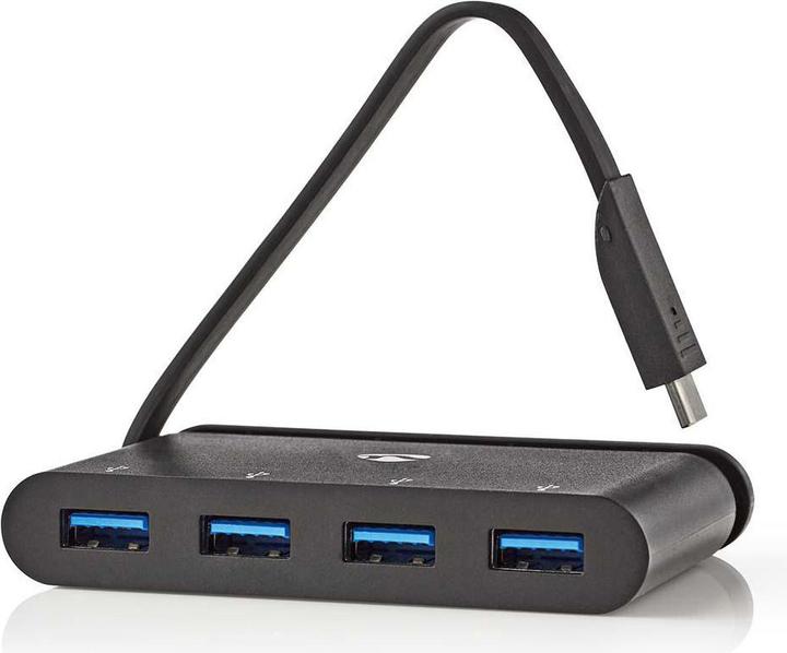 Produktbild Nedis USB Adapter USB 3.2 Gen 1 USB-CT Male 4X USB-A Nickel Plated Black Window Box with Euro Lock (USB-C, 4 Ports)