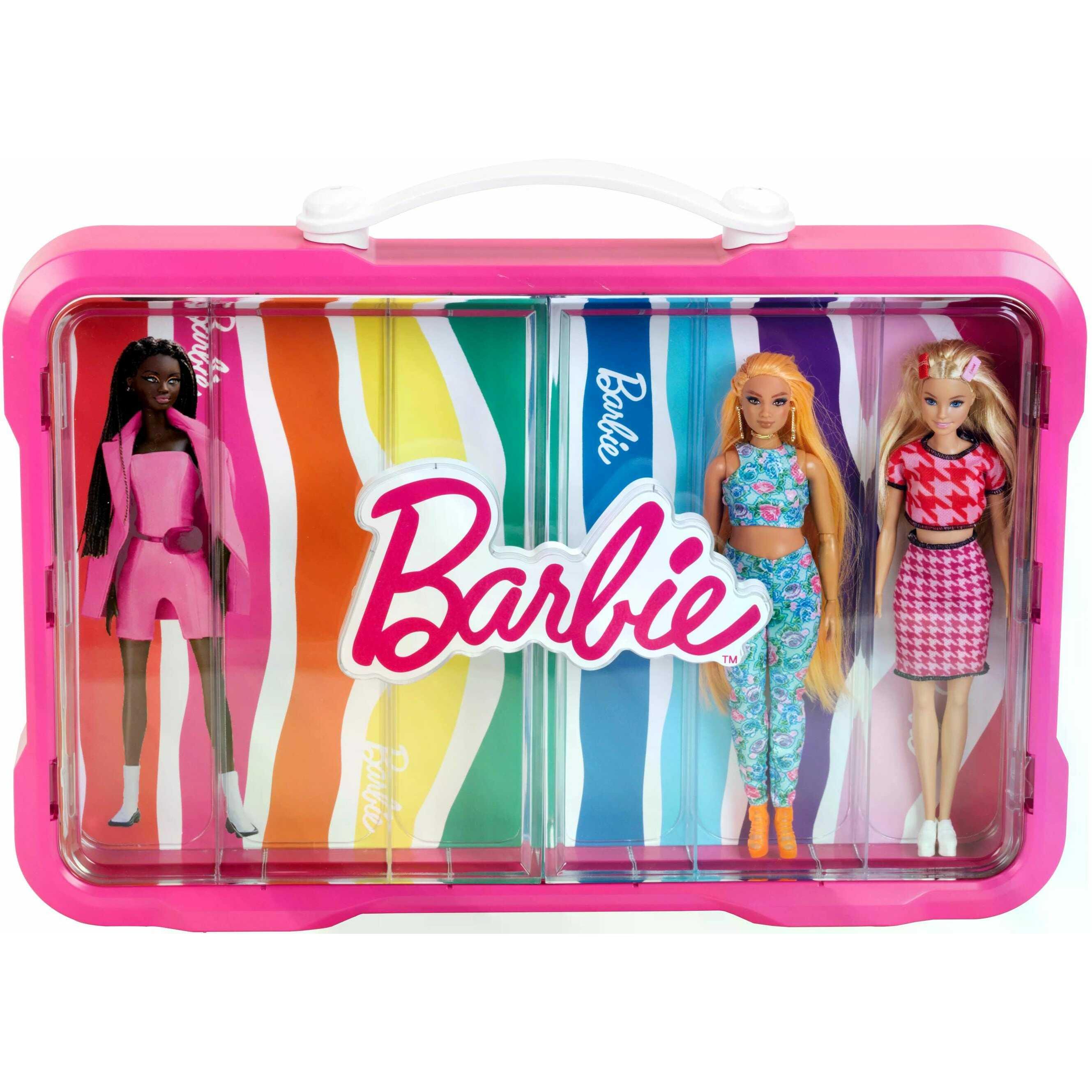 Theo Klein BRB - Sammelkoffervitrine für 6 Barbies mit leuchtendem Barbie Logo