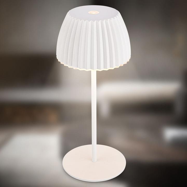 Produktbild Briloner Brilo unplugged RIFFLE Akku Mini Tischleuchte mit Lichtkante - Weiss (150 lm)