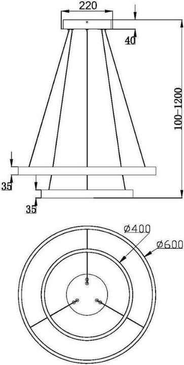 Produktbild Maytoni Rim LED Pendelleuchte, Hängeleuchte 2x 61W Messing 85Ra Warmweiss (3500 lm)