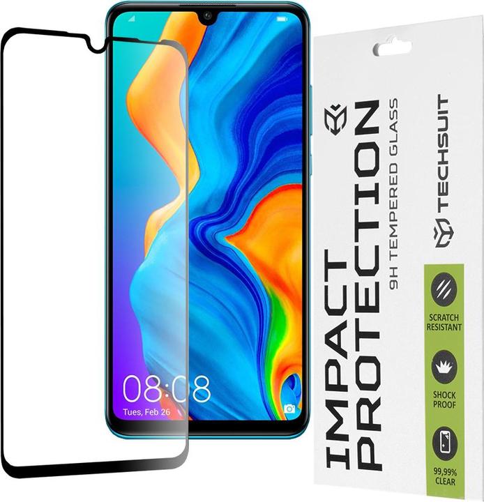 Techsuit - 111D Full Cover / Full Glue Glass - Huawei P30 Lite / P30 Lite New Edition - Black (1 Stück, Huawei P30 Lite New Edition, Huawei P30 Lite)