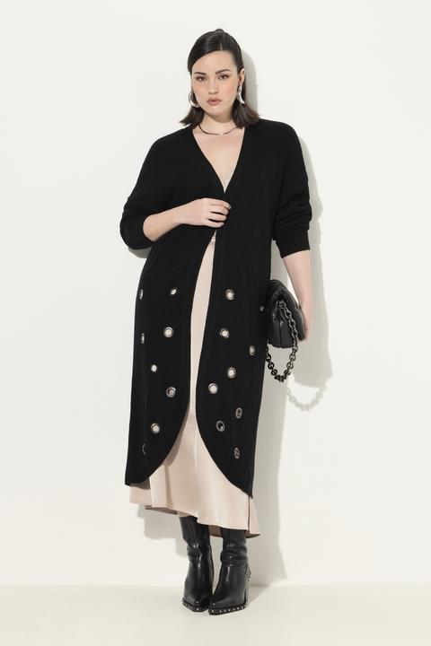 Produktbild Ulla Popken Long-Strickjacke, Ösen, offene Form, V-Ausschnitt (42, 44)
