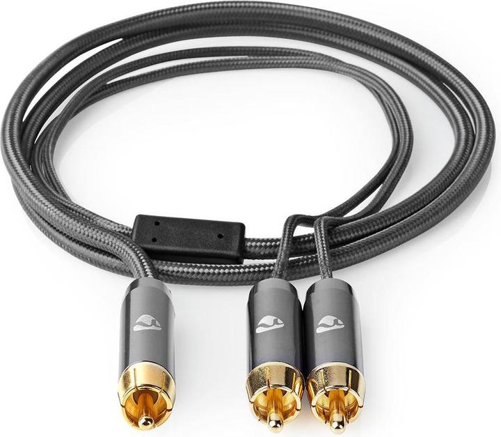 Image du produit Nedis Câble de subwoofer | RCA | 2x RCA mâles | Plaqué or | 3.00 m | rond | 4.5 mm | Gris / Gun Metal (3 m, RCA)