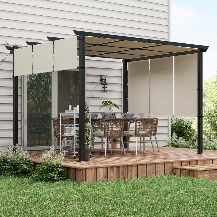 Produktbild Outsunny Pergola Stahl, Polyester Beige (357 cm, 296 cm)