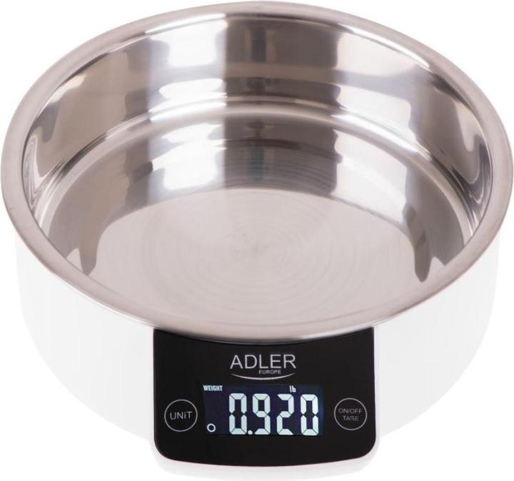 Actual product image Adler AD 3166 Kitchen Scale Stainless Steel Worktop Oval Electronic Kitchen Scale