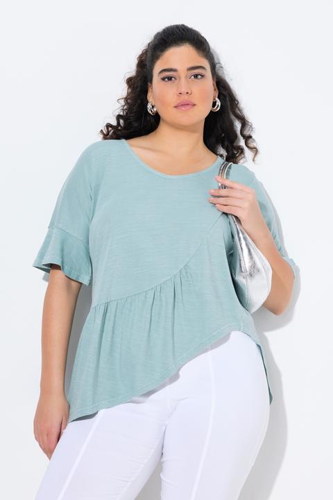 Actual product image Ulla Popken Asymmetric Flounce Panel Short Sleeve Tee (42, 44)