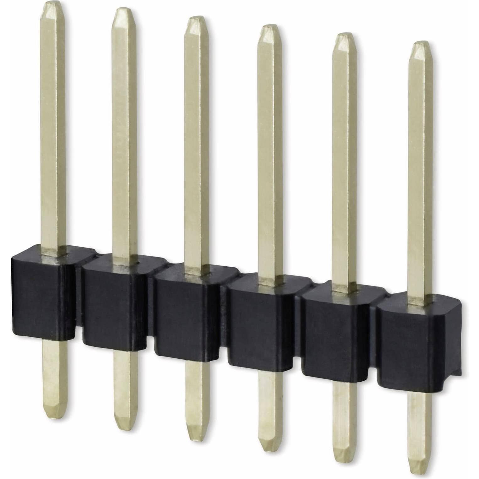 Thumbnail - Eneroid Stiftleiste, 1 x 6, 2,54 mm, gerade, 0,8µ Au (Gold), 5 Stück, Elektronikkabel + Stecker, Gold