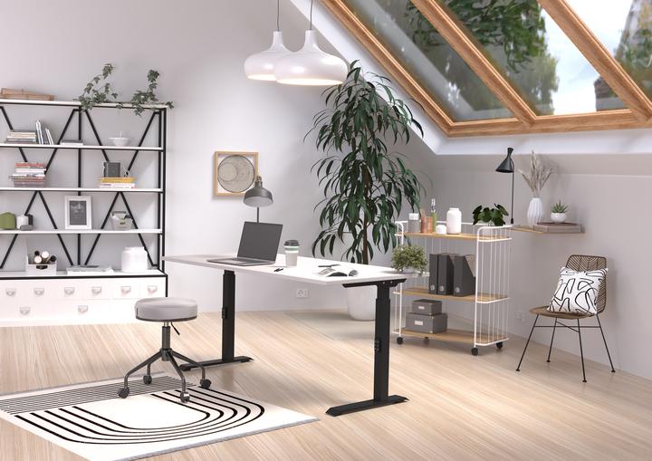 Image du produit Germania DOWNEY Bureau réglable en hauteur cachemire rectangulaire, piétement en C noir 160,0 x 8 (160 x 68 cm)