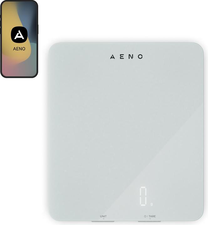 Actual product image Aeno smart kitchen scaleMin/Max load: /8kgDimensions: 8mmBluetooth version: 4.2PID: wuimqx21