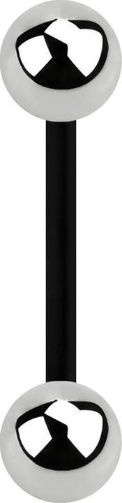 Actual product image Star Piercing Micro banana black with two silver balls (Bioflex, Surgical steel 316L, without brass)