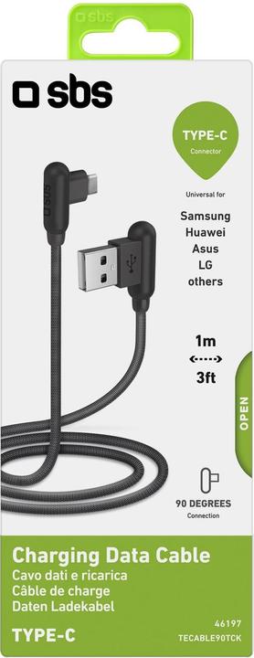 Produktbild SBS Typ-C-Kabel mit 90°-Anschlüssen (1 m, USB 2.0)