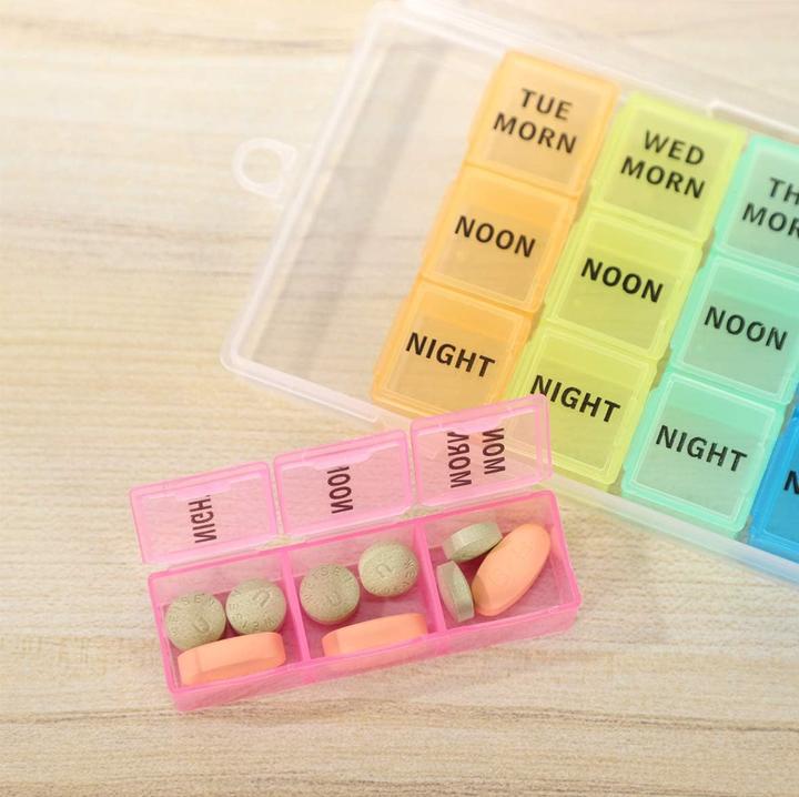 Produktbild Cbx Tablettenbox 7 Tage, Pillendose für eine Woche, Tablettenorganizer mit 21 Fächern