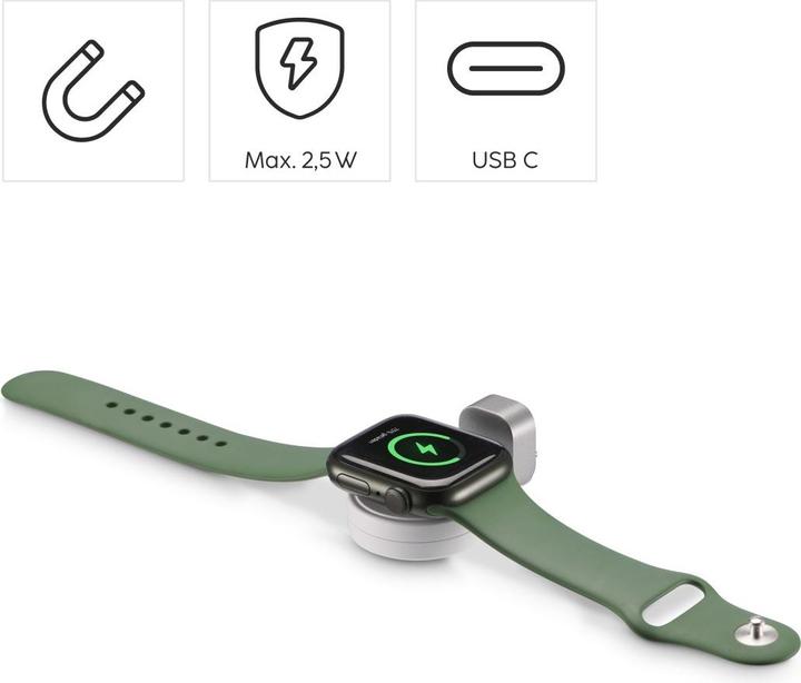 Image du produit Hama Chargeur Apple Watch pour chargement sans fil, socle de chargement magnétique USB-C, WS (5 W)
