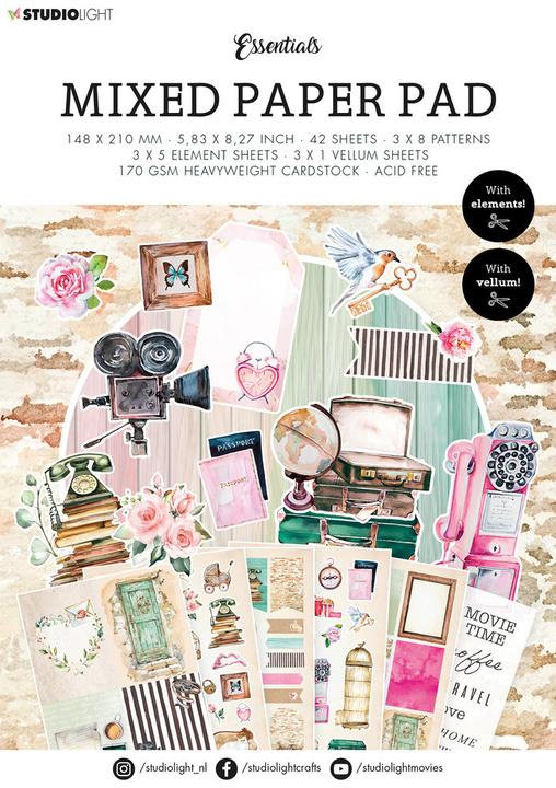 Actual product image art by marlene Mixed Paper Pad "Lovely Vintage" 42 Sheets Essentials (170 g/m², A5, 42 pcs.)