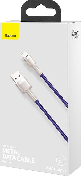 Actual product image Baseus USB cable for Lightning Cafule, 2.4A, 2m (purple) (2 m, USB 2.0, 10 W)