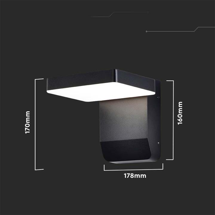 Actual product image V-TAC VT11020150B 20W LED Wall Light Black Body Square 4000K IP65 (2580 lm, IP65)