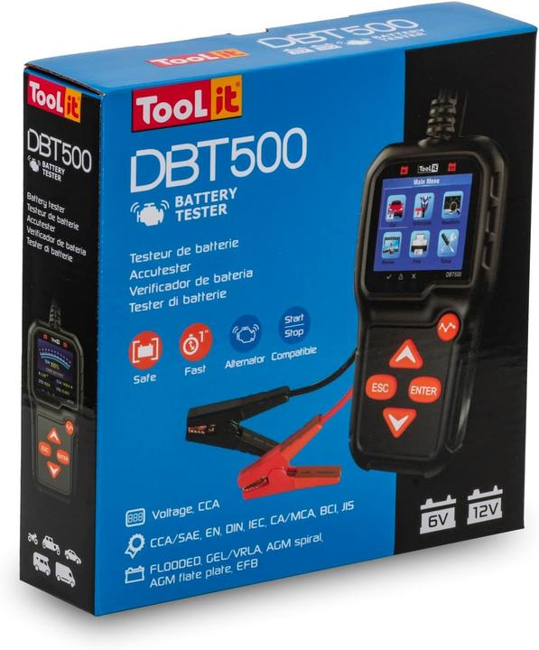 Image du produit Toolit DBT500 testeur de batterie de voiture 6 V, 12V test de batterie, vérification de l'alternateur