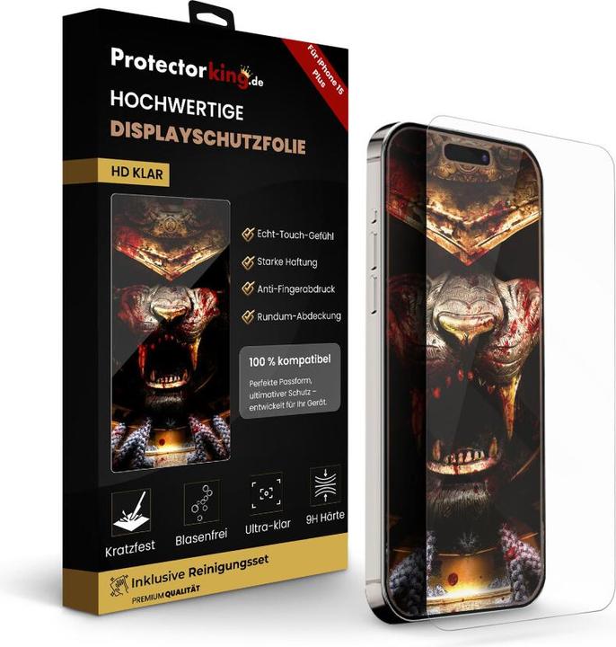 Actual product image Protectorking 3x real tempered 9H armoured glass 3D CLEAR (1 pcs., Apple iPhone 15 Plus)