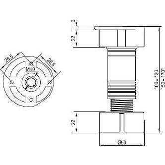 No Name, Tischbeine + Tischgestell, LEG FURNI REG 150-170 MM BLACK(100)