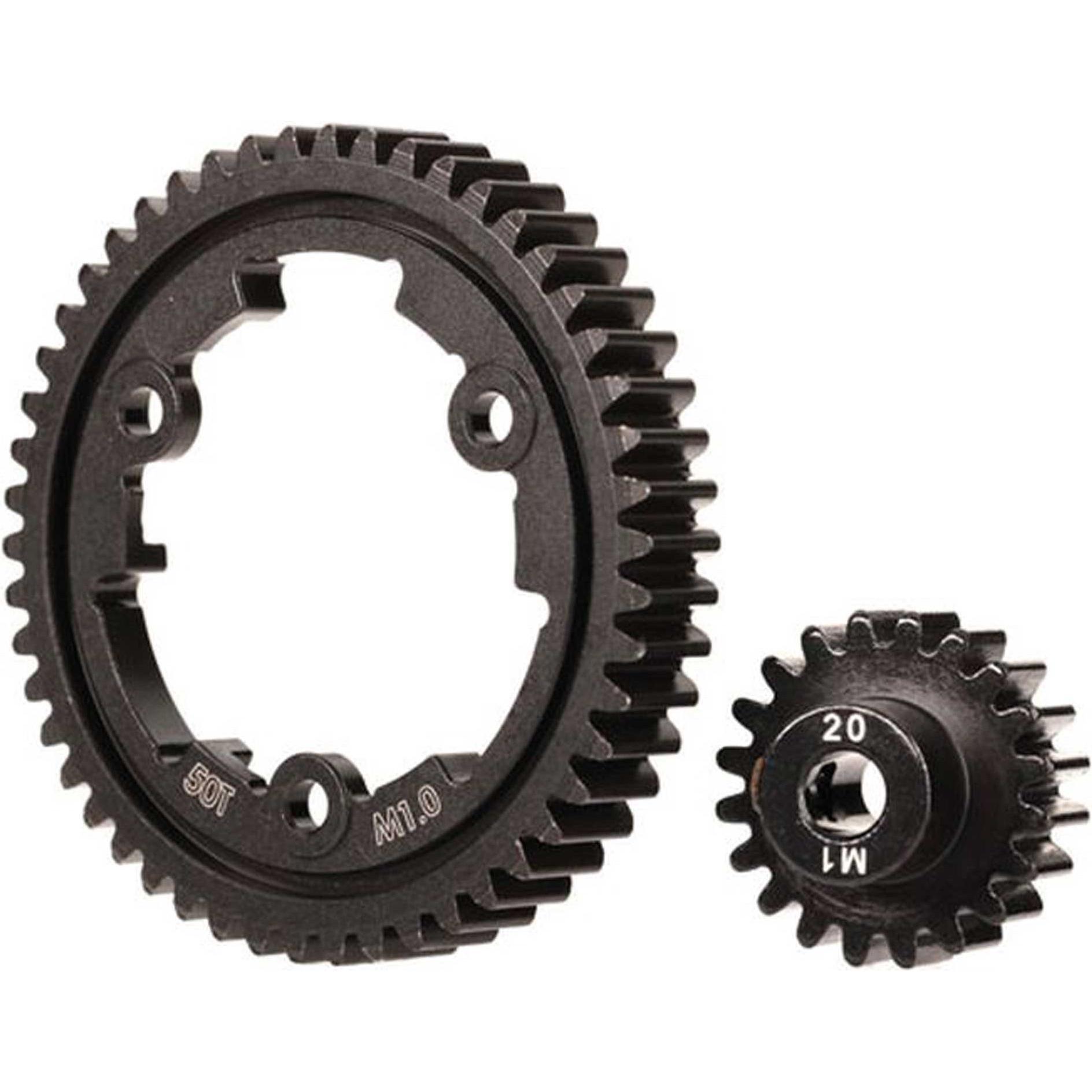 Traxxas HAUPTZAHNRAD 50ZÄHNE STAHL BREIT + 20ZÄHNE RITZEL 1.0 PITCH (TRX6450)