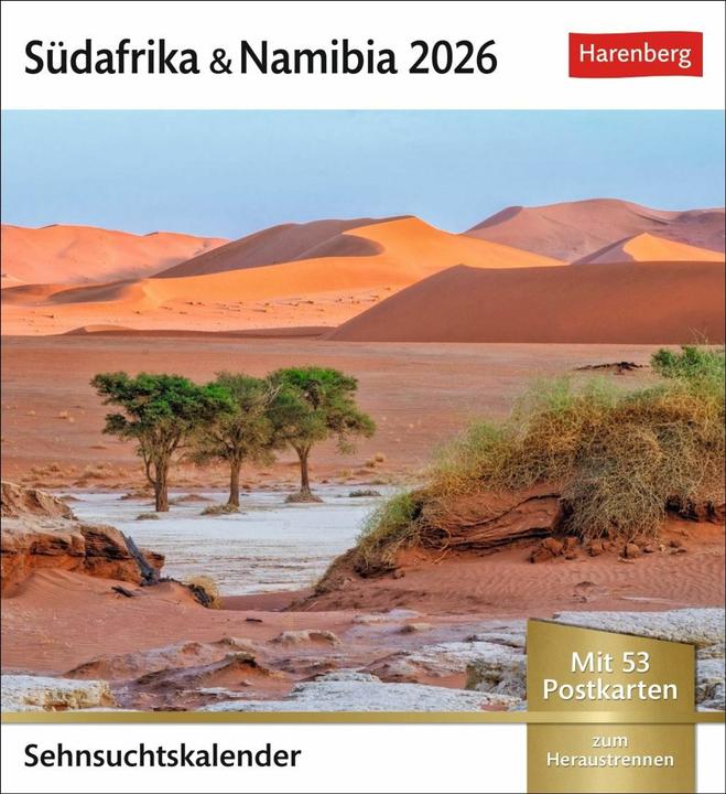 Actual product image Harenberg Südafrika & Namibia Sehnsuchtskalender 2026 - Wochenkalender mit 53 Postkarten (Hardcover, German)