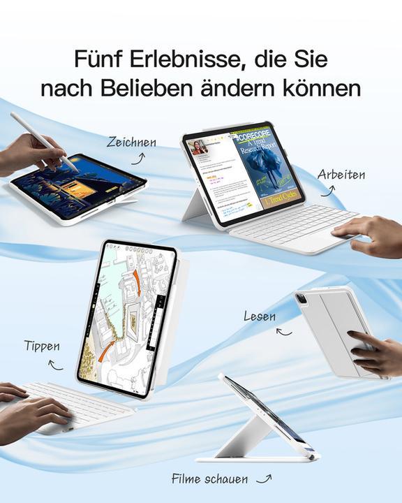 Produktbild Inateck Keyboard iPad 04122 (DE, iPad Pro 11 2020 (2. Gen), iPad 2022 (10. Gen), iPad Air 11 2024 (M2), iPad Pro 11 2022 (4. Gen), iPad Pro 11 2018 (1. Gen), iPad Air 2020 (4. Gen), iPad Pro 11 2021 (3. Gen), iPad Air 2022 (5. Gen))