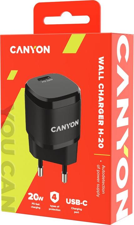 Produktbild Canyon Ladegerät 1xUSB-C 20W Power Delivery black retail (20 W)