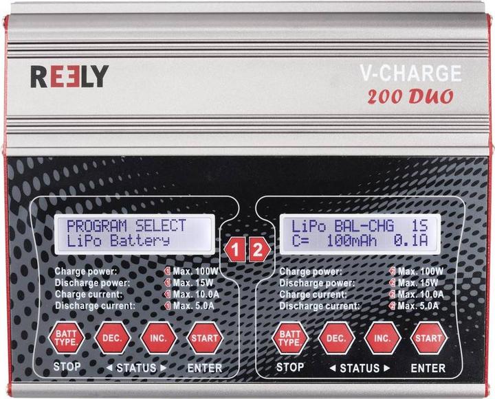 Image du produit Reely V-Charge 200 Duo Chargeur multifonction pour modélisme 12 V, 230 V 10 A NiMH