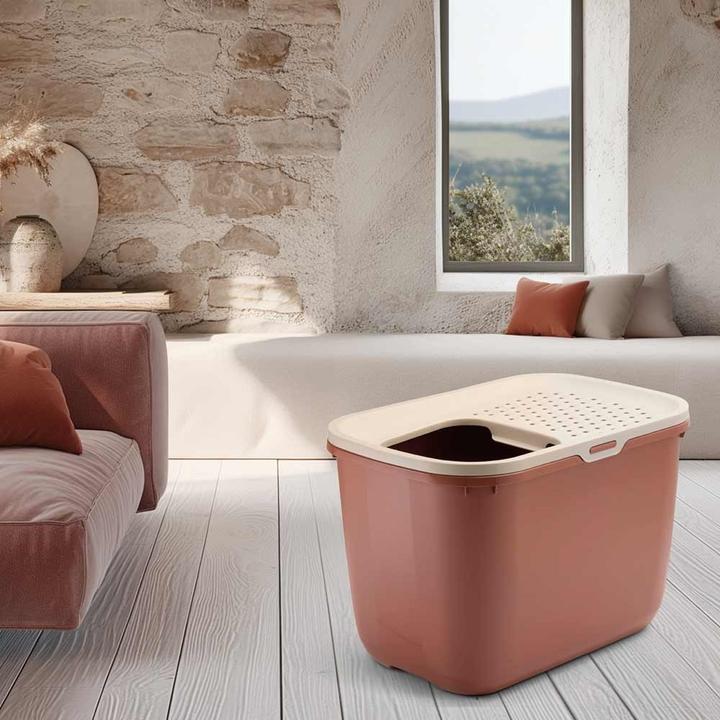 Produktbild Savic Hop In kattetoilet, champagne pink-tuscan red (Katzenklo geschlossen)