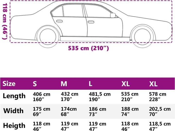 Nutritional values and ingredients vidaXL Car cover for saloon hail protection full XL & silver