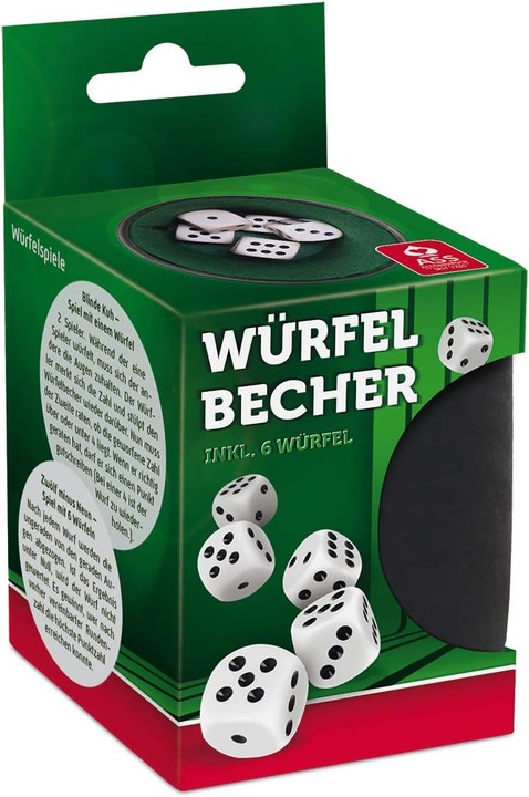 Actual product image ASS Altenburg Dice cup plastic 6 dice in folding box