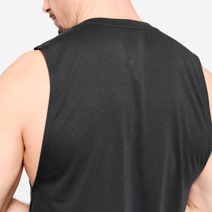 Actual product image Domyos Men's Crew Neck Slim-Fit Breathable Cross Training Tank Top - Black (M)