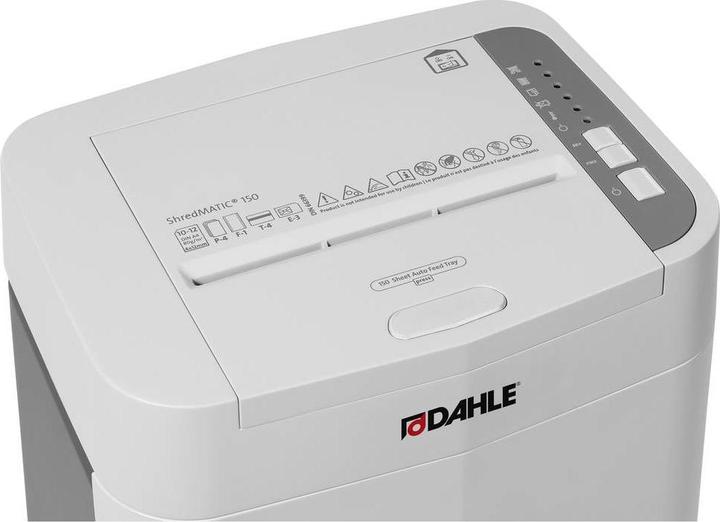 Produktbild Dahle ShredMATIC 150 Aktenvernichter mit Partikelschnitt P-4, 4 x 12 mm, bis 150 Blatt, lichtgrau (Partikelschnitt)