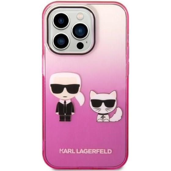 Thumbnail - Karl Lagerfeld KLHCP14LTGKCP iPhone 14 Pro 6,1" hardcase ró?owy/pink Gradient Ikonik Karl & Choupett (Apple iPhone 14 Pr...