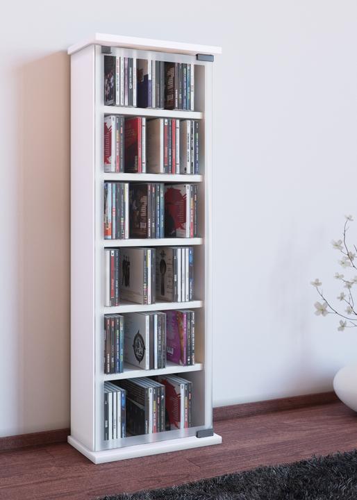 Produktbild VCM Holz CD DVD Stand Regal Classic mit Glastür (31 x 18 x 92 cm)