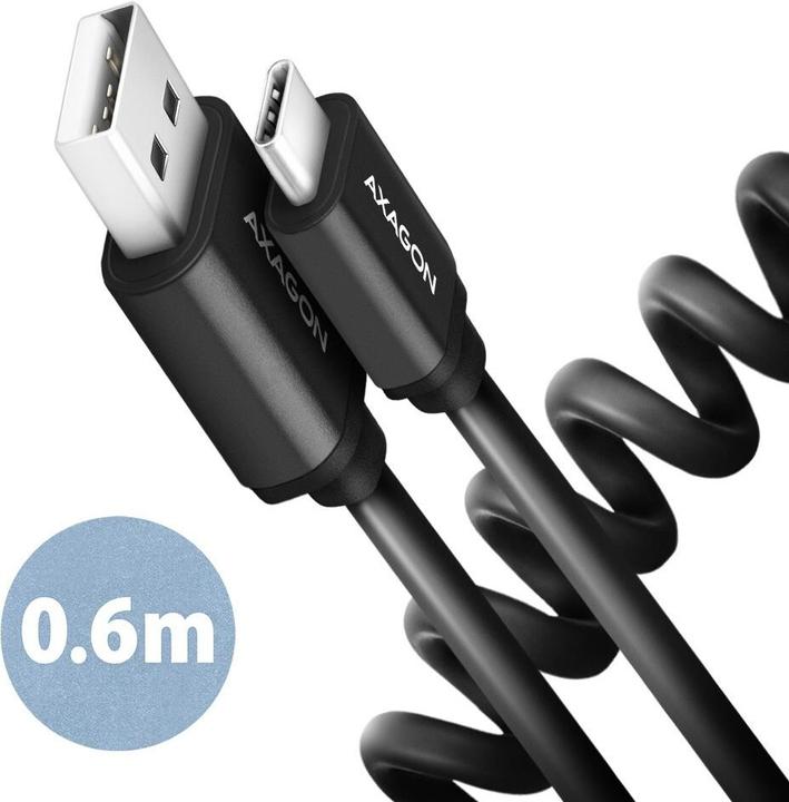 Actual product image Axagon BUCM-AM10TB Twister Cable, USB-C to USB-A 2.0 (0.60 m, USB 2.0)