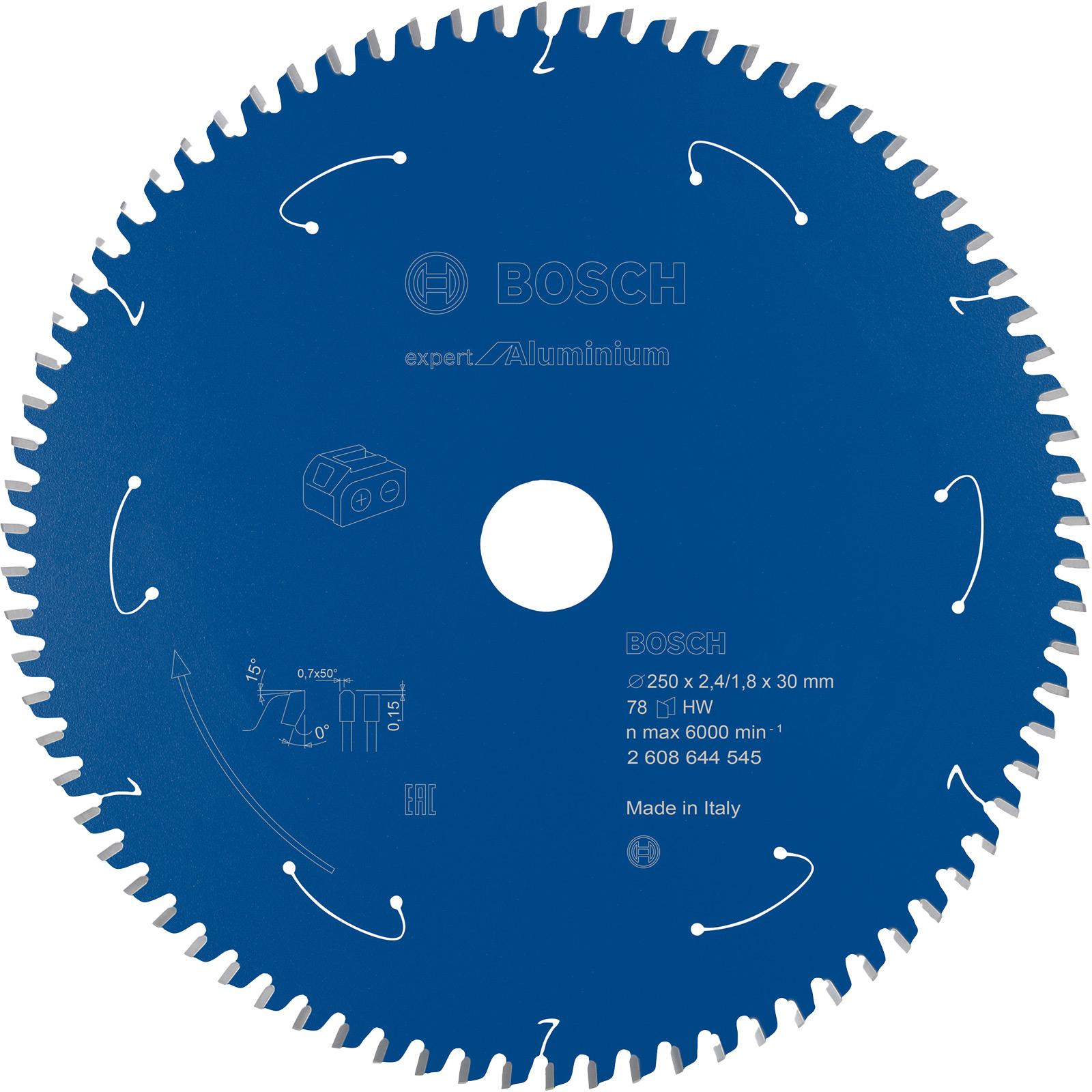 Bosch Professional Zubehör, Sägeblatt, Akku-Kreissägeblatt Expert for Aluminium, 250 x 2,4/1,8 x 30, 78 Zähne