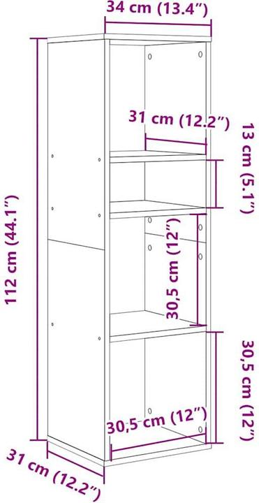 Immagine prodotto vidaXL Bücherschrank (34 x 31 x 112 cm)