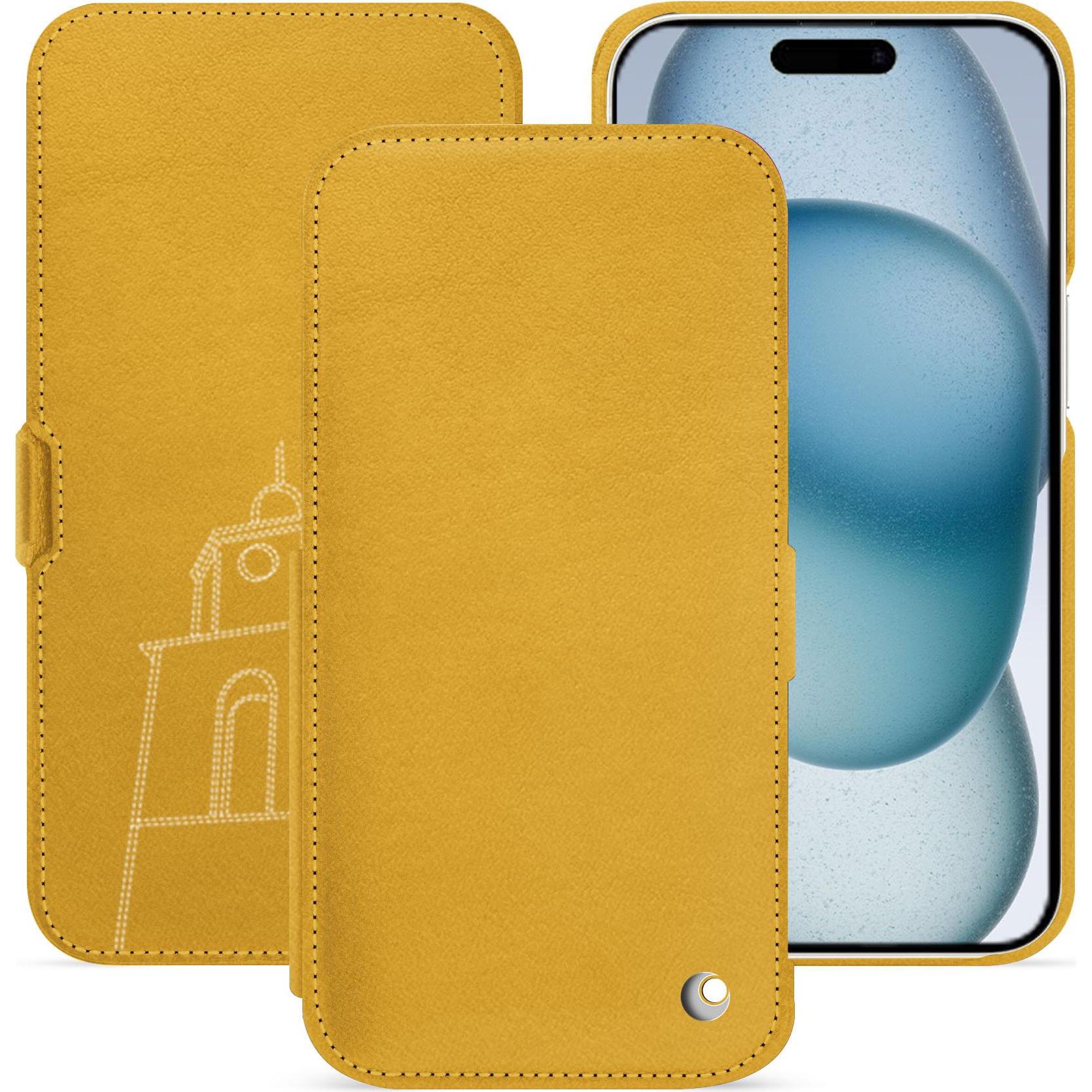 Noreve Lederschutzhülle horizontal (Apple iPhone 15), Smartphone Hülle, Orange