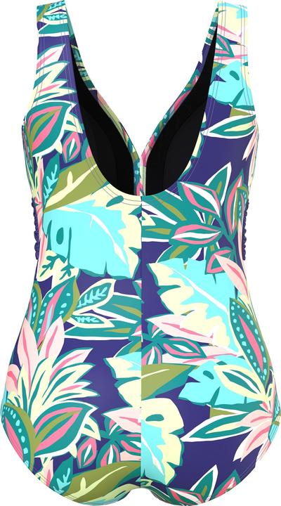 Image du produit Ulla Popken Maillot de bain avec bonnets souples, anneau fantaisie et motif feuilles, matière recyclée (60)