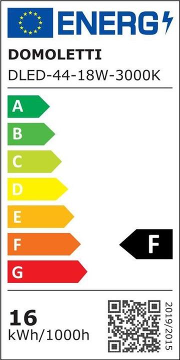 Energie-Label Domoletti LED PANEL DLED-44 18W 3000K S (1440 lm)
