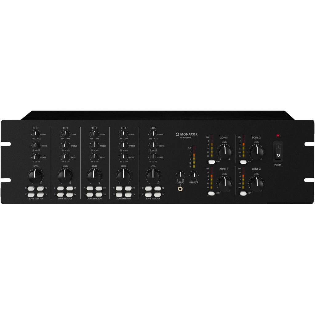 Monacor Preamplificatore PA-4040MPX 4 ELA (Mixer da studio e live), Mixer audio, Nero