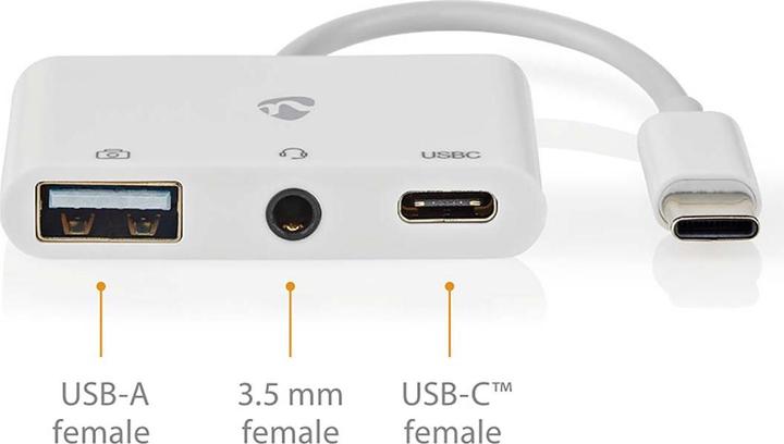Produktbild Nedis USB Multi-Port-Adapter | USB 2.0 | USB-C™ Buchse | USB-A Buchse / USB-C™ Buchse / 3.5 mm Buchs (USB Typ-C, USB 2.0)