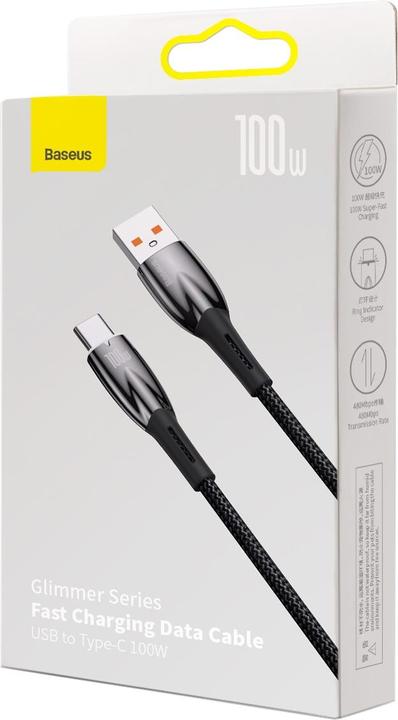 Immagine prodotto Baseus Cavo USB per USB-C Glimmer Series, 100W, 1m (nero) (1 m, USB 2.0, 100 W)