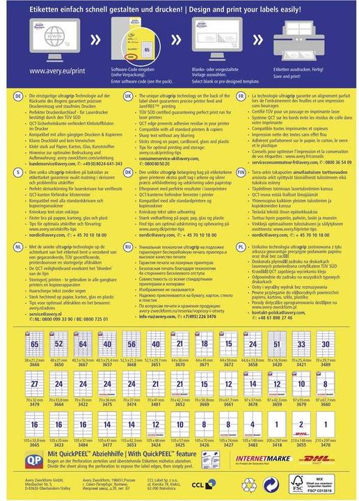 Actual product image Avery Universal labels