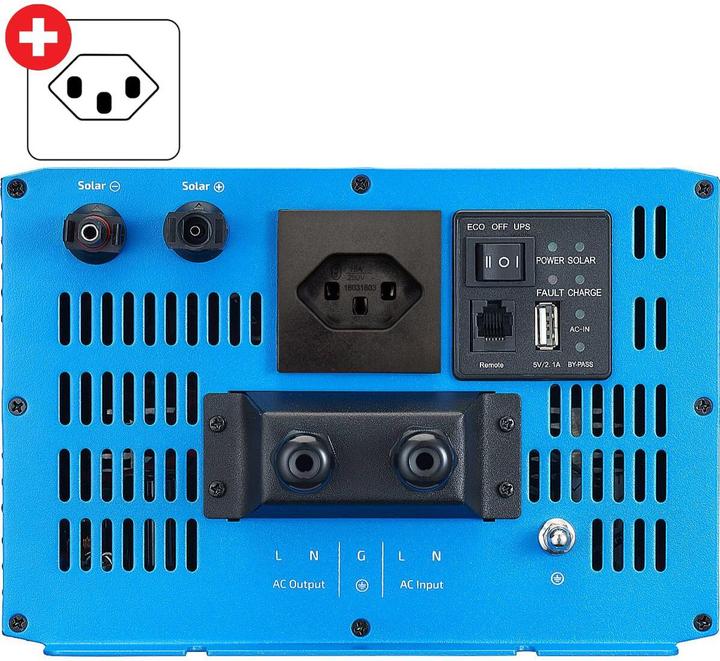 Immagine prodotto Ective SSI 20 Sinus-Wechselrichter 2000W 12V mit Netzvorrang, Ladegerät & MPPT Laderegler (CH-Stecker)