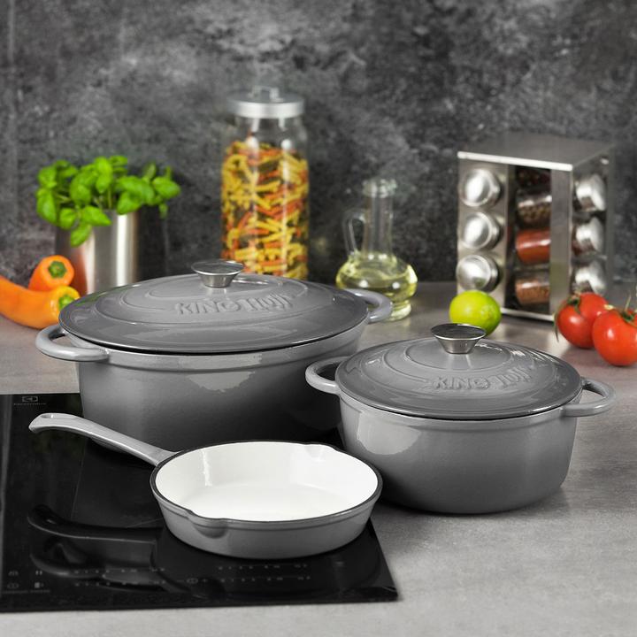 Immagine prodotto Kinghoff Pentola in ghisa 21 cm KH-1520 (20 cm, Set di pentole e padelle da cucina, Ghisa)