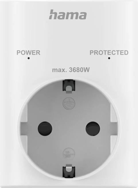 Immagine prodotto Hama Steckdosenadapter, Schutzkontakt, Überspannungsschutz, Netzspannung, Weiss (1 x, CEE 7/3)
