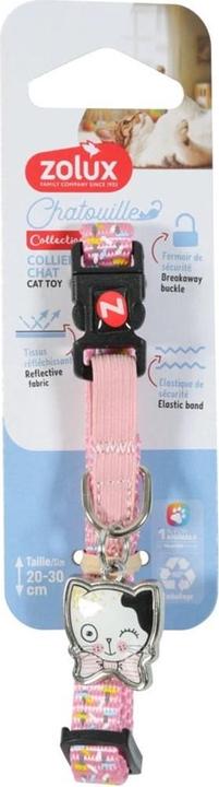 CAB ZOLUX Obroża dla kota z zawieszką w kształcie kota CHATOUILLE różowa