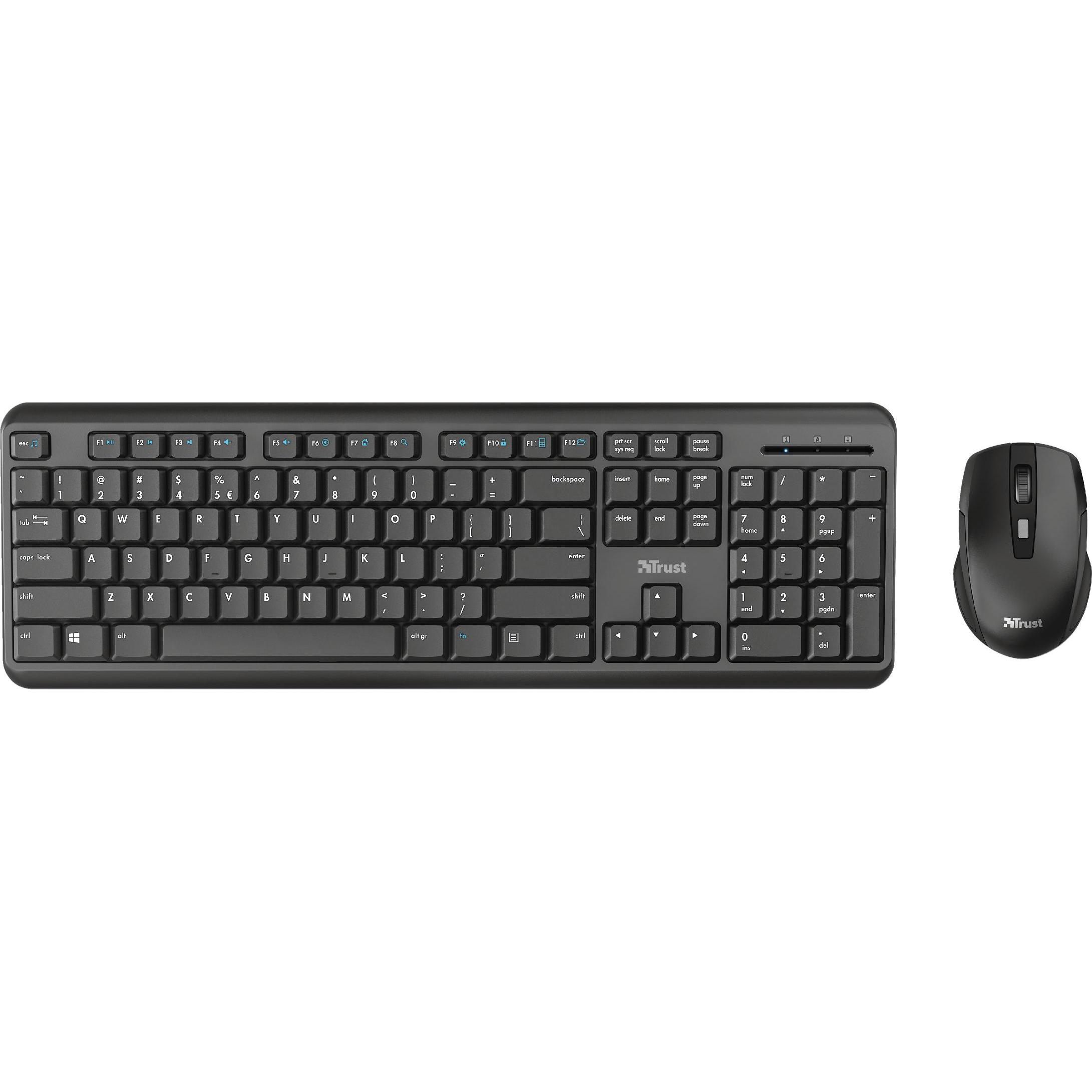 Trust TKM-350 (DE, Kabellos), Tastatur, Schwarz